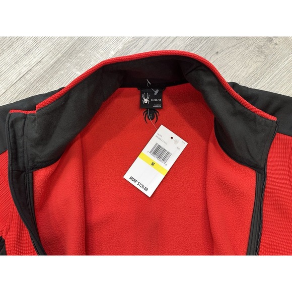 Spyder Jacket Men's M Jacket red black knit Waffle fleece NWT $129 - Picture 8 of 9